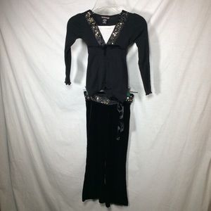 Eyeshadow Girls Black Top & Black Velvet Pants
